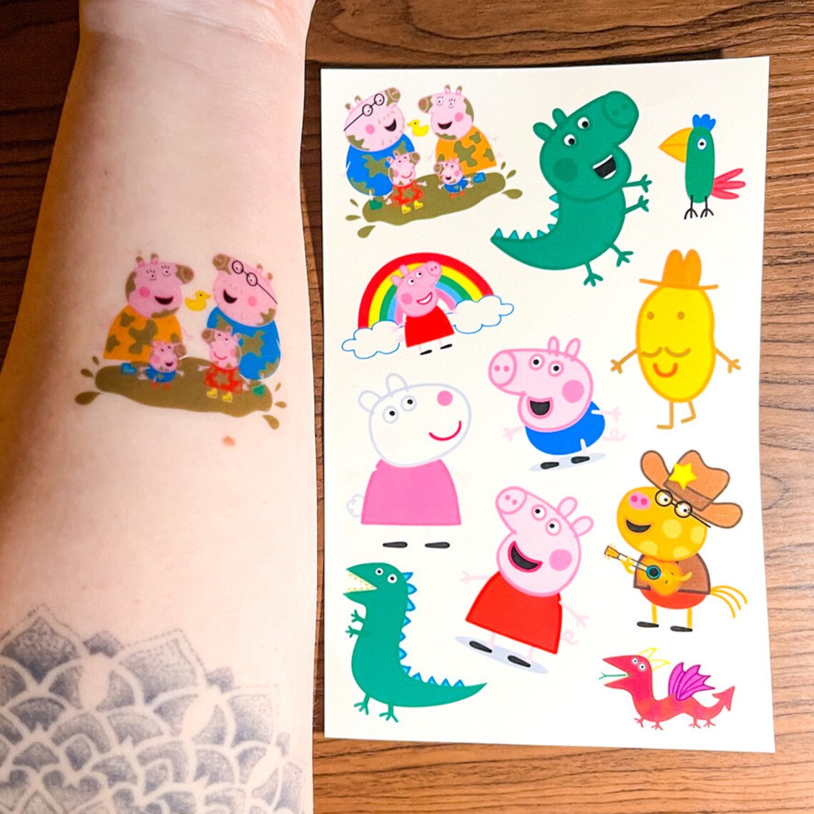 Peppa Pig Inspired Temporary Tattoo Sheet Kids Temporary - Etsy