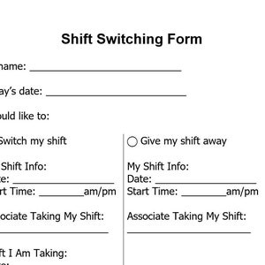 Shift Switching Form - Generic