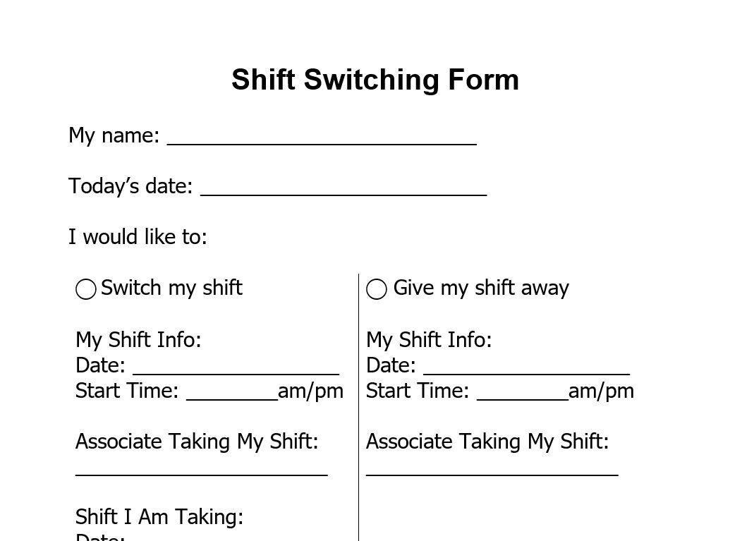 Shift Switching Form Generic Etsy