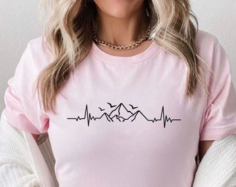 Mountain Heartbeat Shirt, Hiking Shirt, Mountain Adventure Nature Lover Shirt, Outdoor Tee, Hiking Shirt For Women and Men