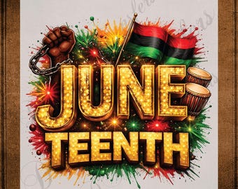 Juneteenth Marquee DTF Transfer Ready to Press African American Freedom Day Flag Heat Transfer Black History UV Sticker