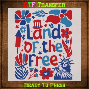 Memorial Day DTF Transfer Ready to Press, Land of the Free Because of the Brave Patriotic Heat Transfer for Shirts, USA UV Dtf Sticker