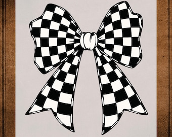 Checkered Coquette Bow DTF Transfer Ready to press, Checkered  Heat Transfer for Shirts, Checkered Coquette Bow  iron on Transfer