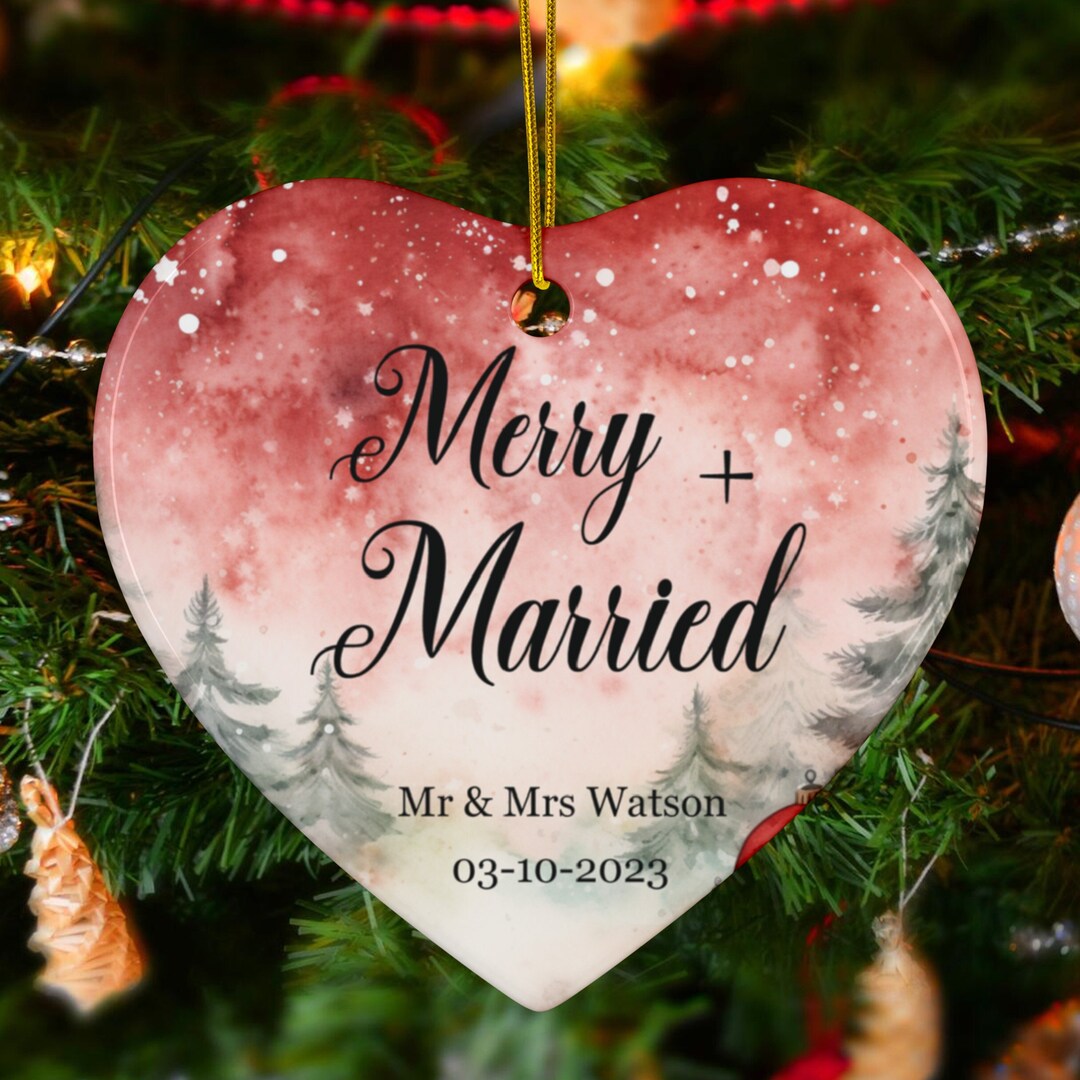 Personalized Married Ornament, Merry Married Ornaments, First Christmas