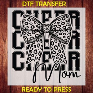 Cheer Mom DTF Transfer, coquette Sports heat transfer Mom Iron on Transfers for Shirts, Cheerleader Support, Ready to Press, Cheer Mama