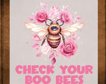 Breast Cancer DTF Transfer Ready to Press Check Your Boo Bees Heat Transfer for Shirts Pink Floral Bee Warrior Survivor Gift UV Sticker Pri