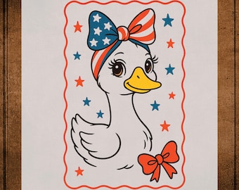 4th of July Goose Coquette Bow DTF Transfer Ready to Press, 4th of July Heat Transfer for Shirts, Forth of July UV DTF Sticker Transfer