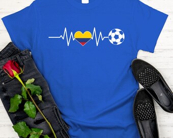 Colombia Soccer Heart T Shirt, 2026 Football World Cup Fan Tees, Colombian Flag Game Day Apparel, Soccer Lover Gifts, Los Cafeteros Tops