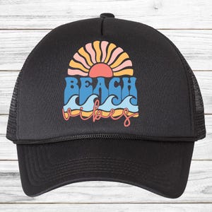 Beach Hat, Beach Vibes Summer Trucker Hat, Baseball Hat, Women Hat, Men Trucker Cap, Beach Hat, Beach Party Hat Gifts