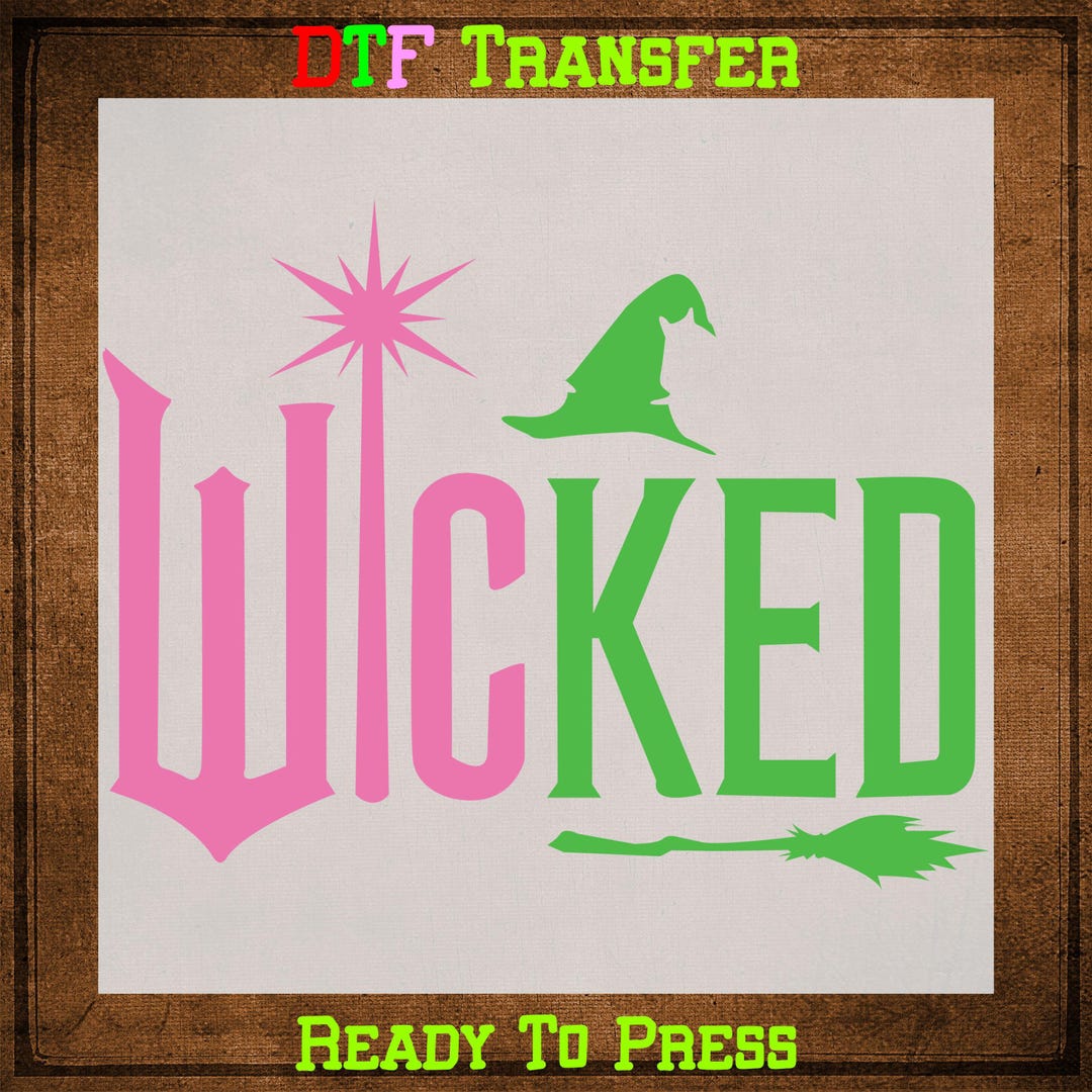 Wicked DTF Transfer Broadway Witch Hat Pink Green for Sweatshirts T ...