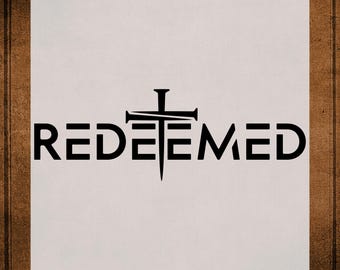 Redeemed Heat Transfer for Shirts, Jesus Christian Cross Iron on Transfers for Shirts, Redeemed Religious DTF Transfer Tees