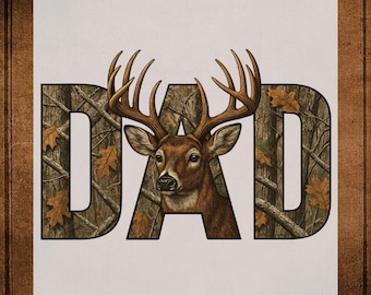 Deer Hunting Dad DTF Transfer ready to Press: Christmas Dad Heat Transfer Father Day for Shirts, Daddy UV Sticker Prints