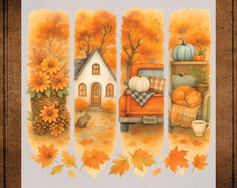 Autumn Brush Stock DTF Transfer Ready to Press, Cozy Autumn Season Heat Transfer for Shirts, Fall UV Sticker, Fall Iron on Transfer