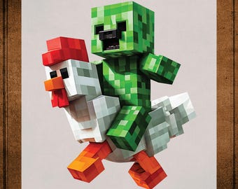 Minecraft DTF Transfer Ready To Press, Minecraft Characters Heat Transfer For Shirts,  Characters Minecraft Uv DTF Sticker