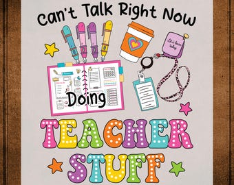 Teacher Stuff DTF Transfer Ready to Press, Retro Teacher Heat Transfer for Shirts, Teacher Appreciation