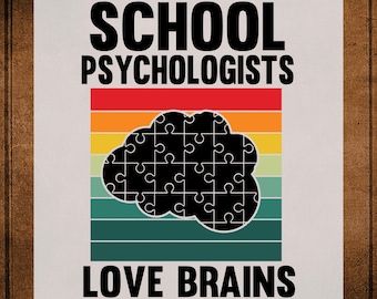 School Psychologist Love Brain DTF Transfer Ready to Press, Psychologist Heat Transfer For Shirts, School Psych Iron on Transfer