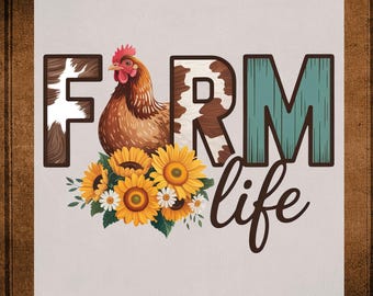 Farm Life DTF Transfer Ready to Press Chicken Sunflower Heat Transfer for Shirts Cow Print Western Farmhouse UV DTF Sticker Prints