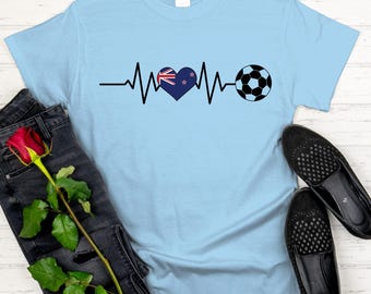 New Zealand Soccer Heart T Shirt, 2026 Football World Cup Fan Tees, NZ Flag Game Day Apparel, Soccer Lover Gifts, All Whites Supporter Tops