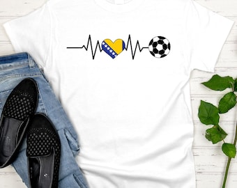 Bosnia Soccer Heart T Shirt, 2026 Football World Cup Fan Tees, Bosnian Flag Game Day Apparel, Soccer Lover Gifts, Zmajevi Supporter Tops