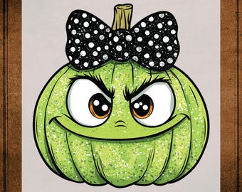 Halloween Green Pumpkin Coquette DTF Transfer ready to Press: Halloween Heat Transfer for Shirts, Fall Season