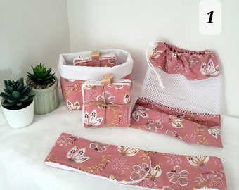 Lingettes lavables/lingettes démaquillantes/lingettes micro éponge bambou et coton avec panier/ sac filet lavage/ bandeau