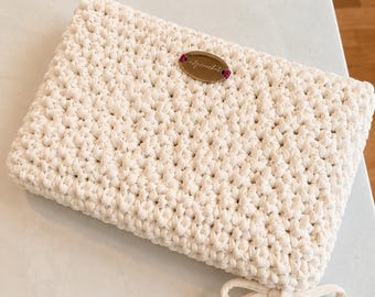 Handmade Custom Crochet Book Sleeve, T-Shirt Yarn Pouch, Cozy Paperback Kindle Cover