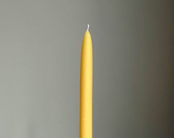 9 inch Pair of Smooth Beeswax Taper Candles  | Modern Beeswax Taper Candles | Ivory Beeswax | Designer Candles