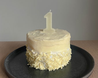 Ivory Beeswax Birthday Number Candle  | Modern Beeswax Birthday Candle | Ivory Beeswax | Designer Candles