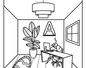 Kleurplaten grappig dierenalfabet A–D – Educatieve ABC-activiteit (digitale download)