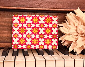 Patchwork Sunburst-kaart, handgetekende groet, elke gelegenheid (digitale download 5 x 7)