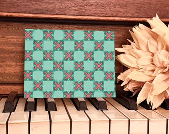 Handgetekende patchwork-wenskaart, elke gelegenheid 5 x 7 (digitale download)