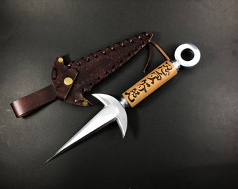 Real Steel 1095 Anime japonés Kunai / Minato Kunai Réplica / Mango de madera de fresno grabado / Regalo para él, Regalo de aniversario, Regalo de padrinos