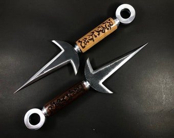 Cuchillo Kunai de acero forjado auténtico 5160 / Réplica del cuchillo Kunai Minato / Mango de madera grabado con funda / Regalo personalizado / Regalo para él