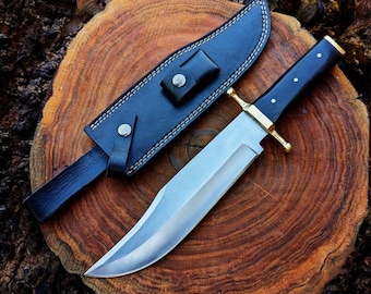 Ręcznie robiony nóż Bowie | Antyczny nóż myśliwski ze stali D2 | Replika Smithsonian z rękojeścią z rogu bawolego | Przedmioty kolekcjonerskie i spersonalizowany prezent