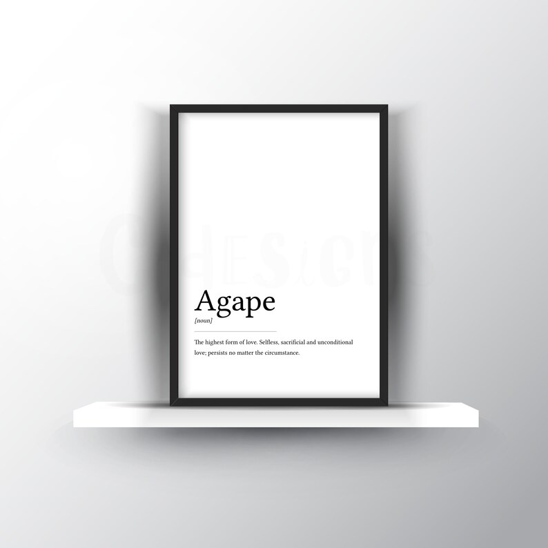 Agape Definition Printable Poster Meaning Agape Dictionary Etsy