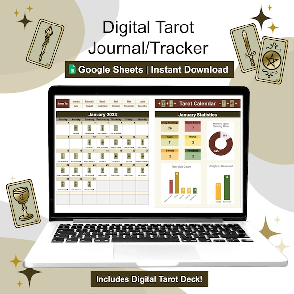 Digital Tarot Journal/Tracker (Autumn Color Palette)