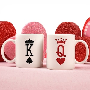 Set of King & Queen of Hearts Coffee Mugs