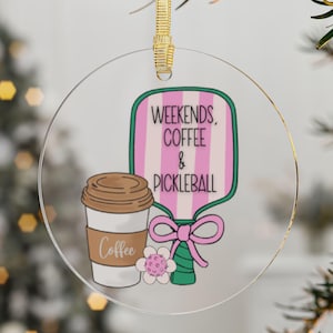Pickleball Christmas Ornament, Ornament for Pickleball Partner, Pickleball Christmas Gift, Pickleball Partner, Pickleball Gift, Coffee