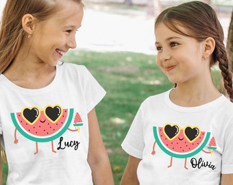 Kid's Personalized Watermelon T-shirt, Kid's Summer Shirt, Kid's Watermelon Shirt, Kids Watermelon Tee, Beach Shirt for Kids, Summer Toddler
