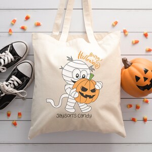 Bolsa personalizada de truco o trato, bolsa de asas de Halloween para niños, bolsa de dulces de truco o trato, bolsa de dulces de Halloween, bolsa de lona, totalizador