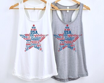 4th July Tank, Patriotic Star Tank Top, Independence Day Tank, Patriotic 4th of July Tank, Cute 4th of July Shirt, 4th of July, Typography