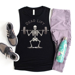 Dead Lift Skelett Tank, Gym Tank, Gym Shirt, Crossfit Shirt, Workout Shirt, Workout Tank, Frauen Flowy Scoop Muskel Tank, Fitness Tank, Fi
