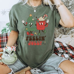 Feelin&#39; Jolly Retro Christmas Comfort Colors T-shirt