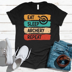 Eat Sleep Archery Repeat camiseta, regalo de tiro con arco, camiseta de tiro con arco, camisa de tiro con arco, regalo de instructor de tiro con arco, camisa para tiro con arco, camisa de arquero