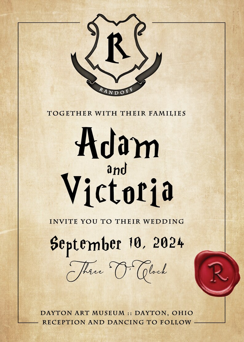 Harry Potter Wedding Invitation Hogwarts Etsy
