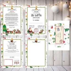 Carta de Papa Noel en español, Carta imprimible de Papá Noel con sobre, en formato PDF o JPG imprimible y editable..