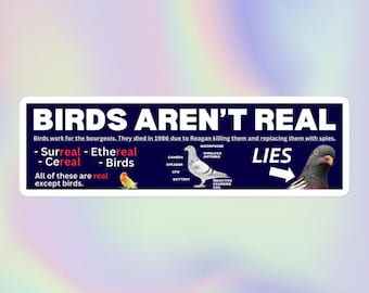 Birds Aren’t Real | Funny Sarcastic Offensive Random Cursed Unhinged Conspiracy Parody Meme | Bubble-Free Water Bottle or Bumper Sticker