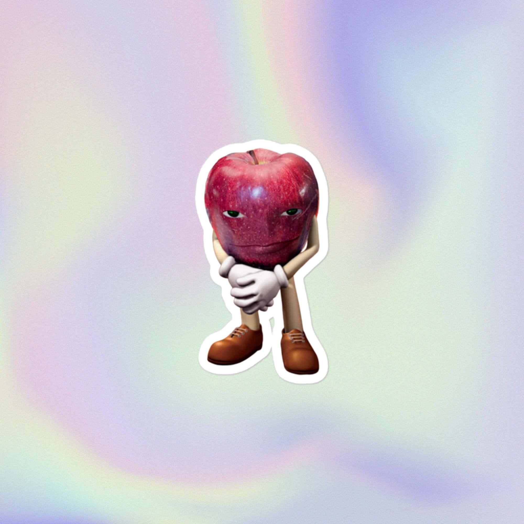 Apple With a Face Standing | Funny Classic Weird Cursed Ohio Rizz Wapple Smiling Apple Meme Design | Bubble-Free Sticker