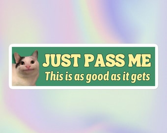 Just Pass Me This Is as Good as It Gets | Funny Sarcastic Silly Ironic Unhinged Beluga Cat Meme | Bubble-Free Helmet or Bumper Sticker