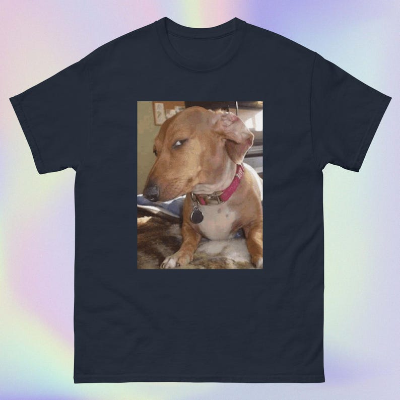 Bombastic Side Eye Dog | Funny Sarcastic Judgemental Dog Meme Print | Short-Sleeve Unisex T-Shirt Navy